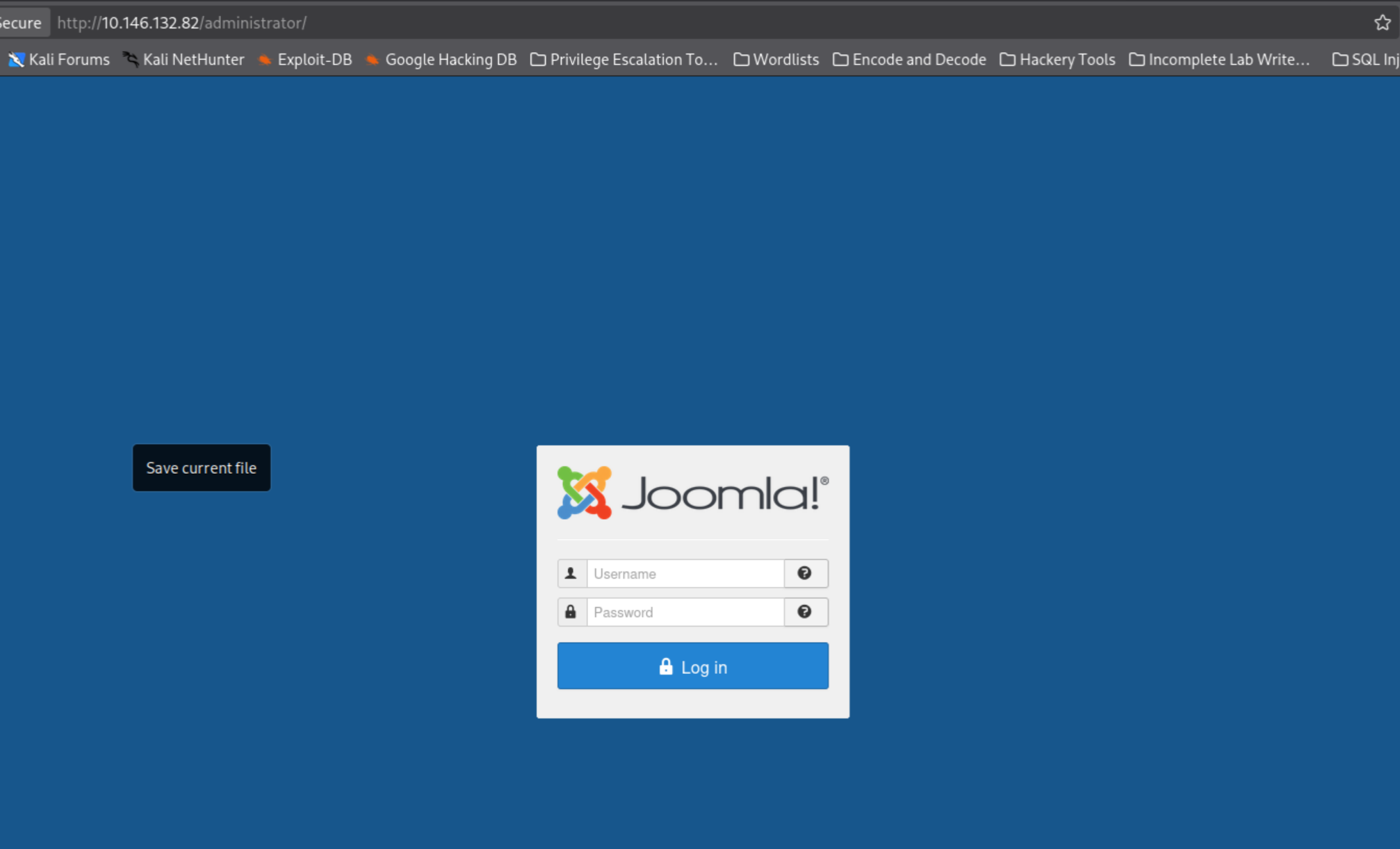 Joomla /administrator/ login page